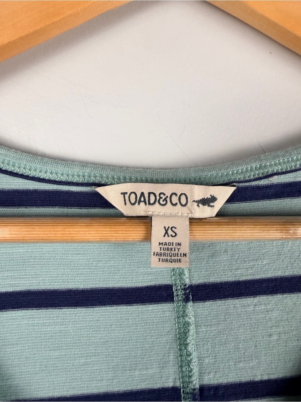 Toad&Co Samba Muse Dress Blue Green Stipe Midi Size XS - Picture 3 of 8